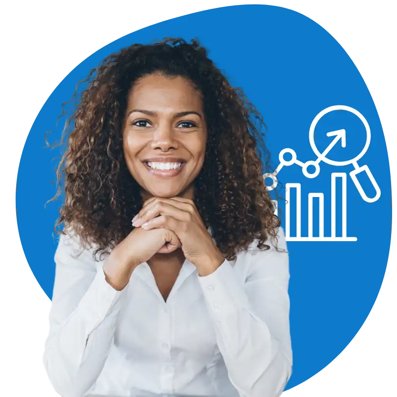 website banner survey page marketer with insights and intelligence icon